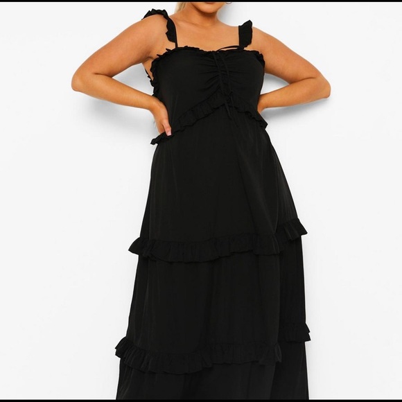 Boohoo Plus Ruffle Detail Maxi Sun Dress sz 14 NWOT - Picture 5 of 6